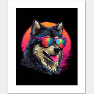 Retro Wave Alaska Malmute Dog Shirt Posters and Art